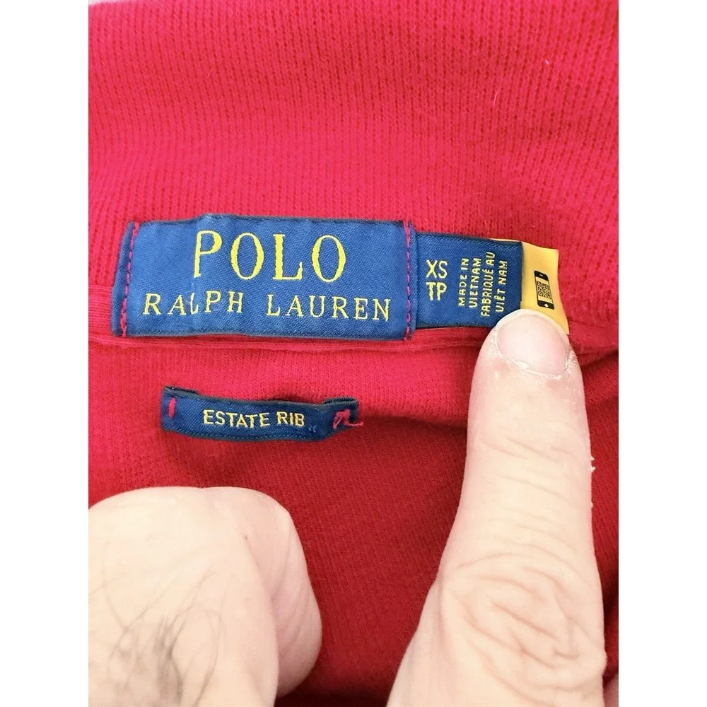 Polo Ralph Lauren Men's Estate Rib Quarter-Zip Pullover Sweater Red 100% Cotton